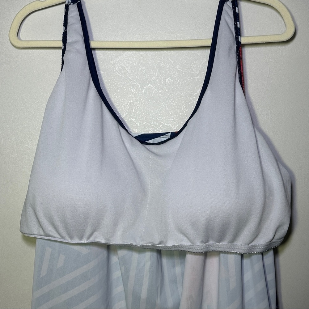 Tankini Navy Blue Striped Floral Scoop Neck Women’s Swimsuit Set Size 22W - Picture 7 of 15